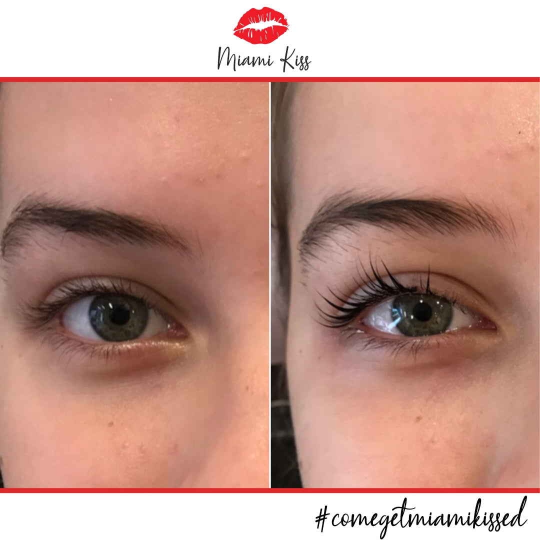 Before and After Lash Lift and Tint at Miami Kiss