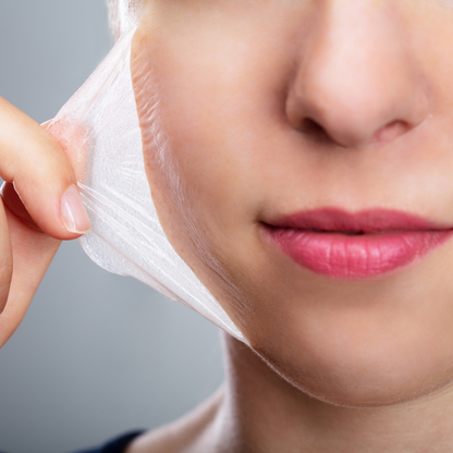 partial image of womans face with a layer of skin being removed